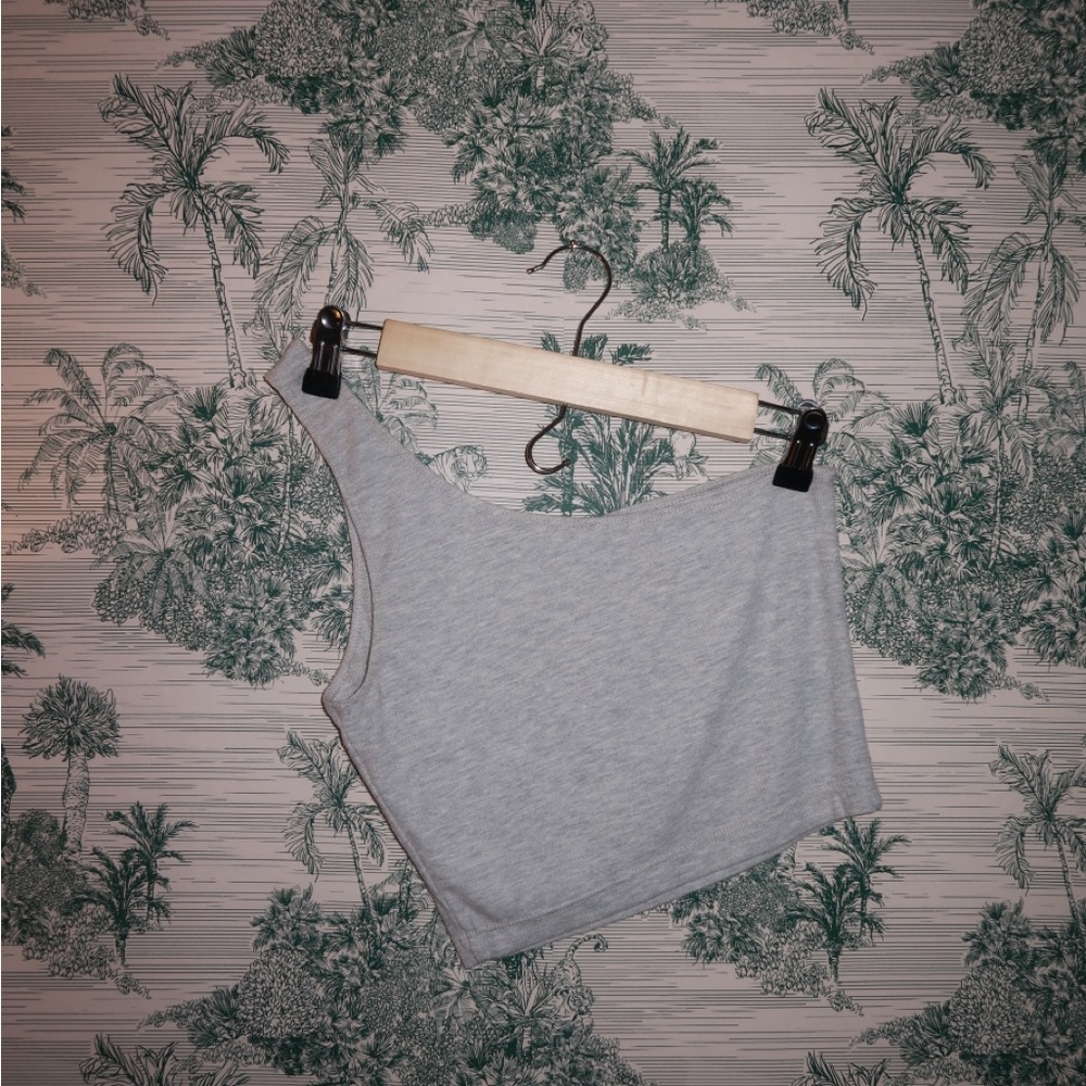 Joah Brown One Strap Heather Gray Women's Asymmetrical Top
